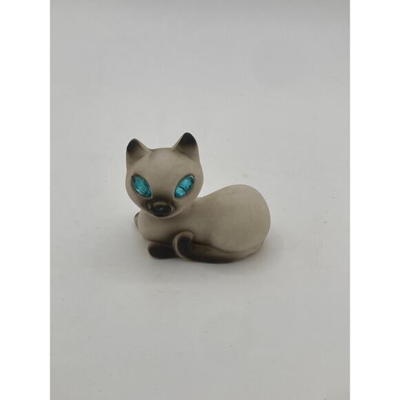 Vintage Rottman Siamese Cat Figurine Blue Rhinestone Eyes CALIF USA - Picture 1 of 4
